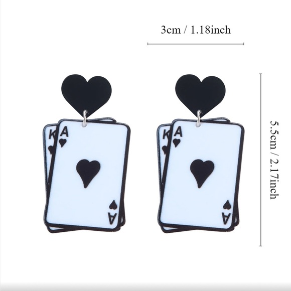✨NEW Black and White Playing Card Earrings - Picture 4 of 4